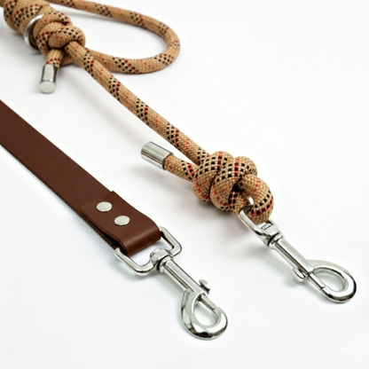 LAISSE LÉON. Tartan & Marron – Laisse multiposition chien