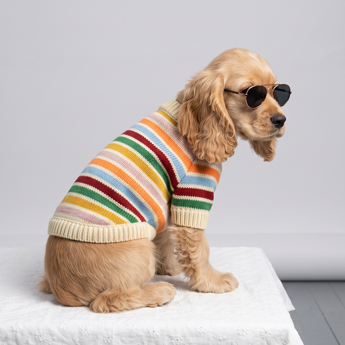 Pull en maille chien rayé - LE PULL MAGGIE.