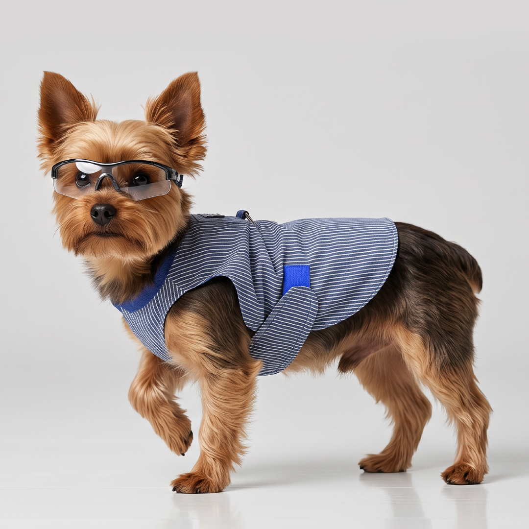 LA VESTE RENÉ. Rayée – Veste chien jeans 100% coton