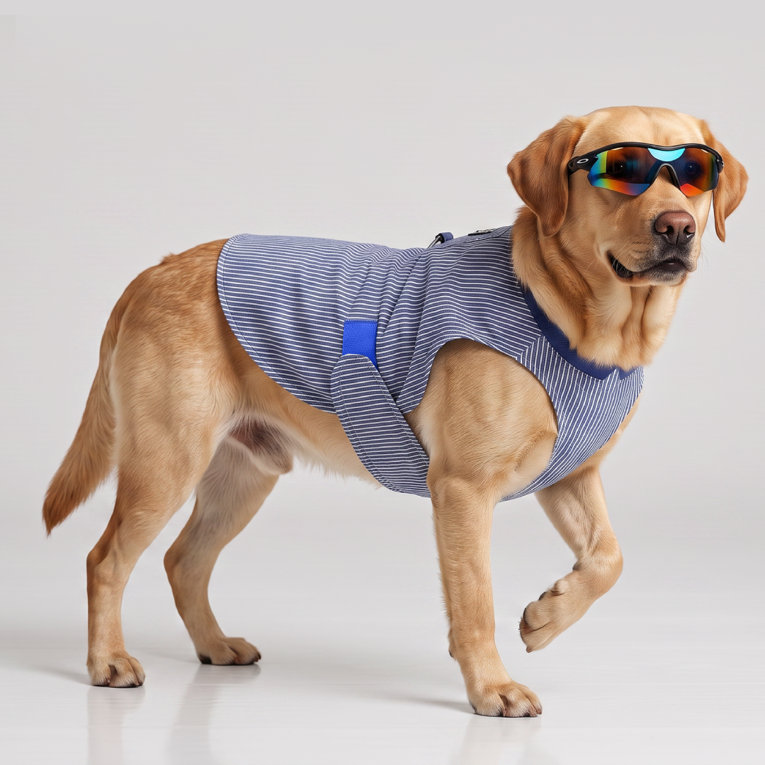 LA VESTE RENÉ. Rayée – Veste chien jeans 100% coton