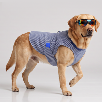 LA VESTE RENÉ. Rayée – Veste chien jeans 100% coton