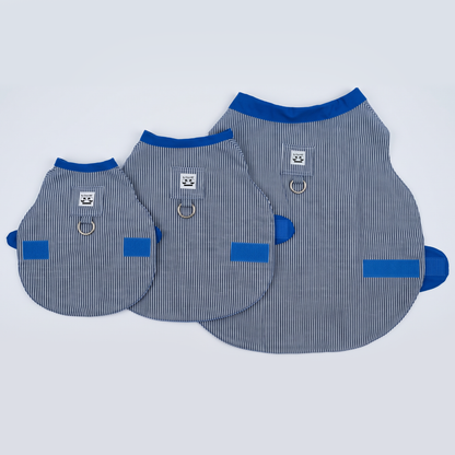LA VESTE RENÉ. Rayée – Veste chien jeans 100% coton